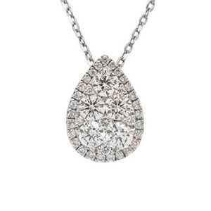 Pear shaped white gold necklace