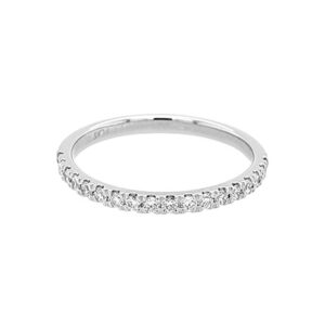 A thin platinum ring set with round diamonds