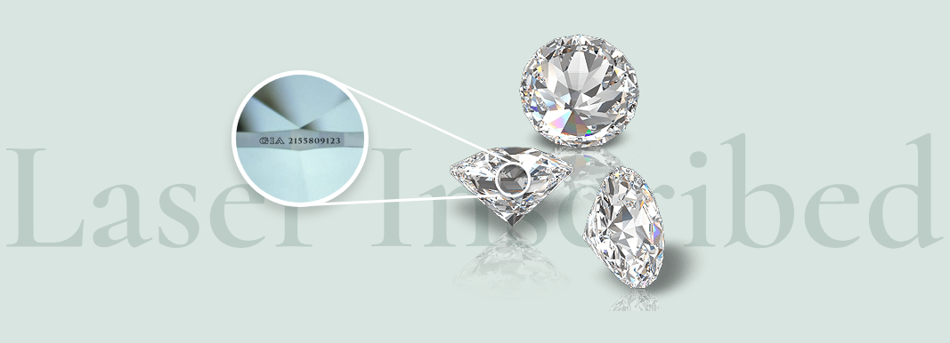 Laser Inscribed Three piece of diamond with laser inscibed label